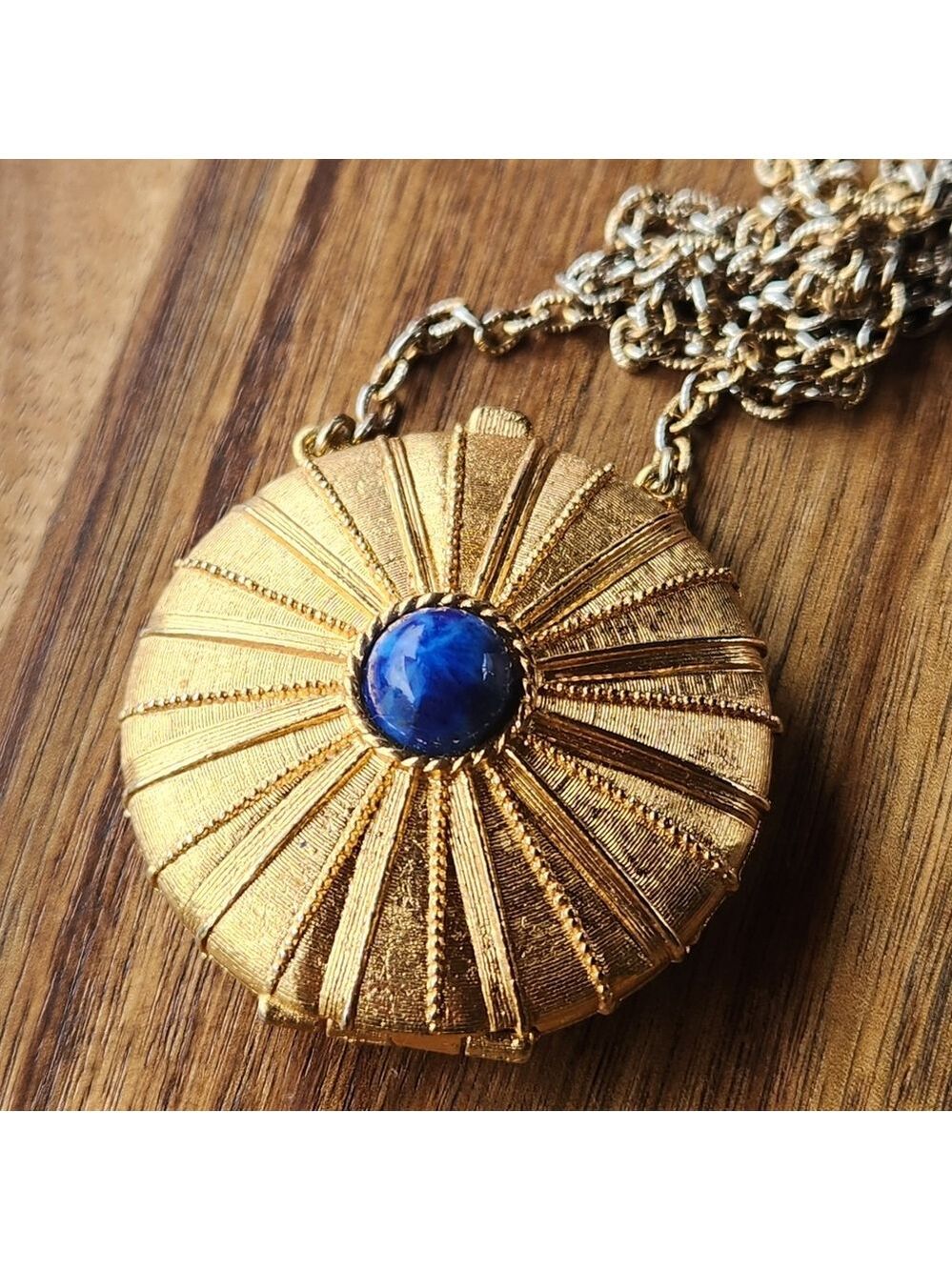 1973‎ Signed Estee Lauder Gold Empire Solid Perfume Vintage Pendant Necklace - Picture 8 of 12